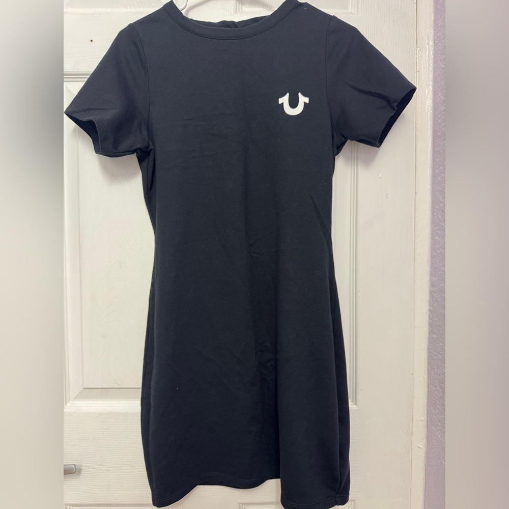 True Religion Black Mini Dress with Logo, new without tag.